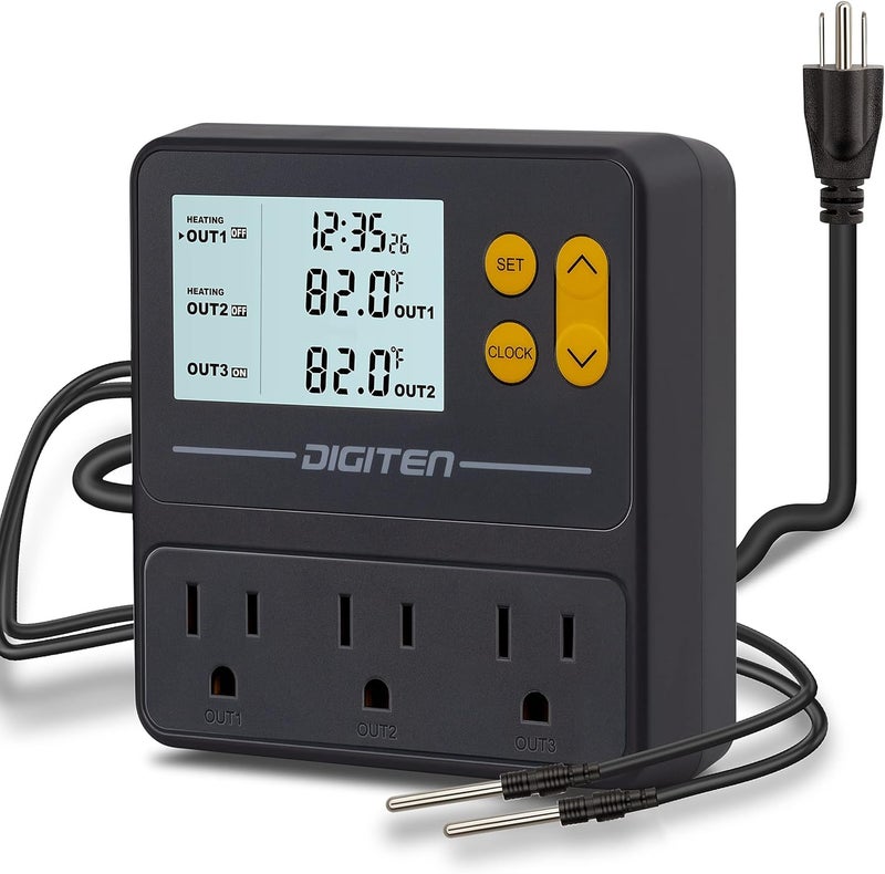 SENSTREE Reptile Temperature Controller, 3 Outlet Timer Thermostat for Grow Tent, Incubation, Snakes, Fish Tank, Heater, humidifiers, Ball Pythons, Bearded Dragon Tank - Image 1